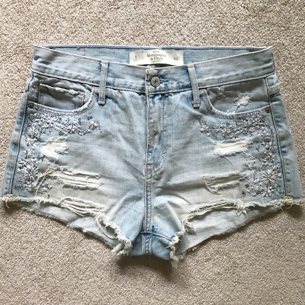 Abercrombie & Fitch High Rise Embellished Shorts
